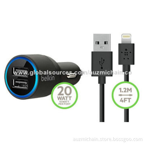 Dual-car Charger, 4.2A, with Indicator, USB Cable for iPhone/iPad